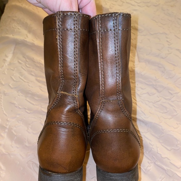 Steve Madden Troopa Brown Leather Combat Boots - Picture 4 of 6